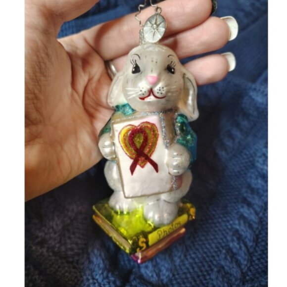 Christopher Radko Other - Christopher Radko A Shy Rabbit's Heart AIDS Awareness Ornament hand Blown glass